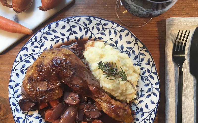 Klassisk coq au vin slowcook