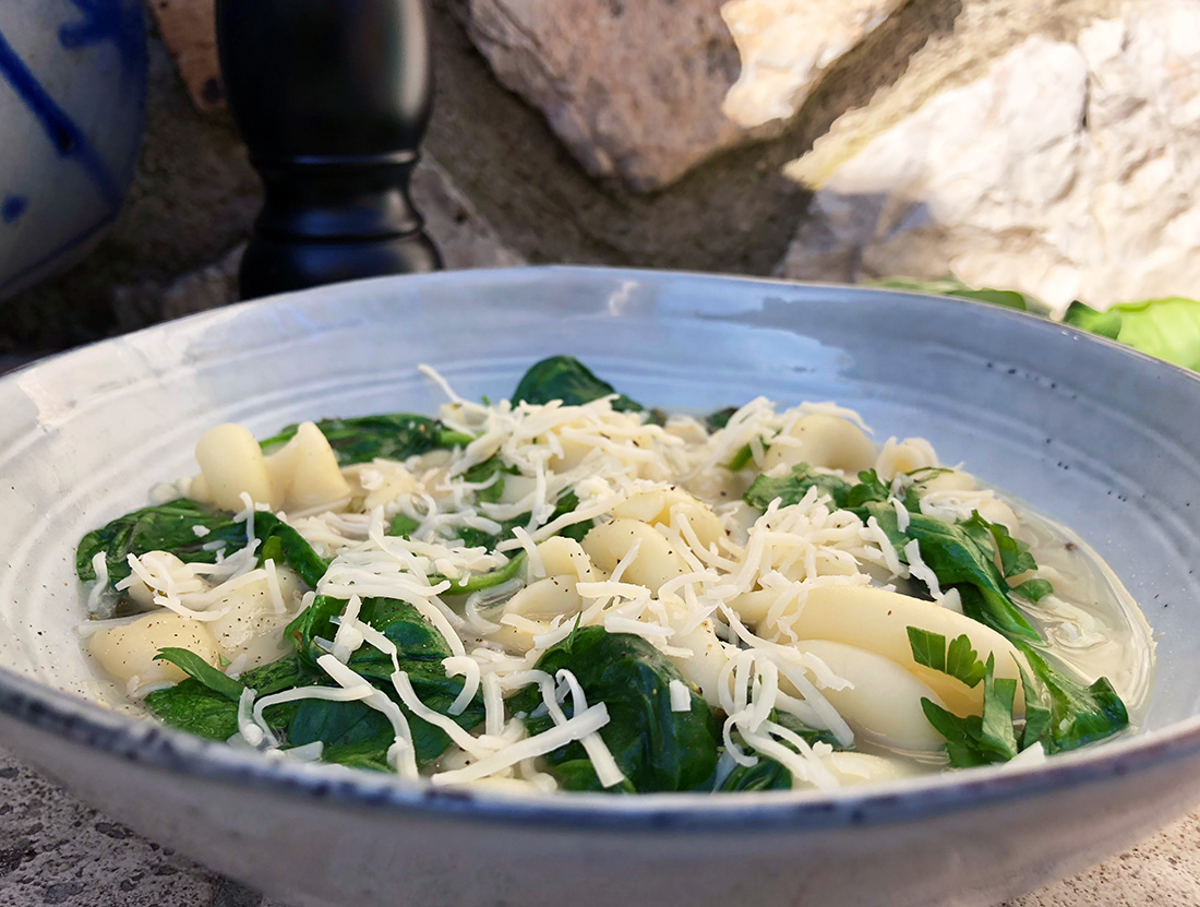 Spinat og bønnesuppe med trottole