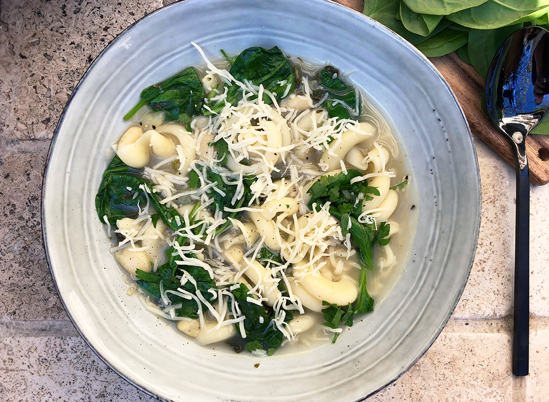 Spinat og bønnesuppe med trottole