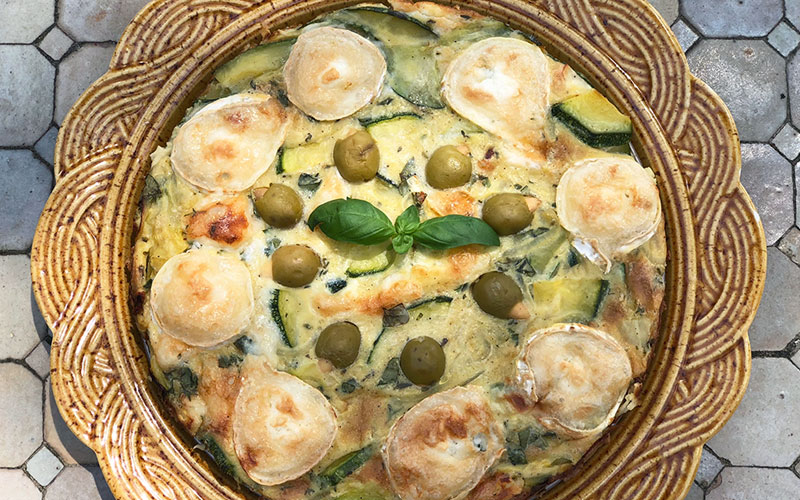 Clafoutis med squash og chèvre