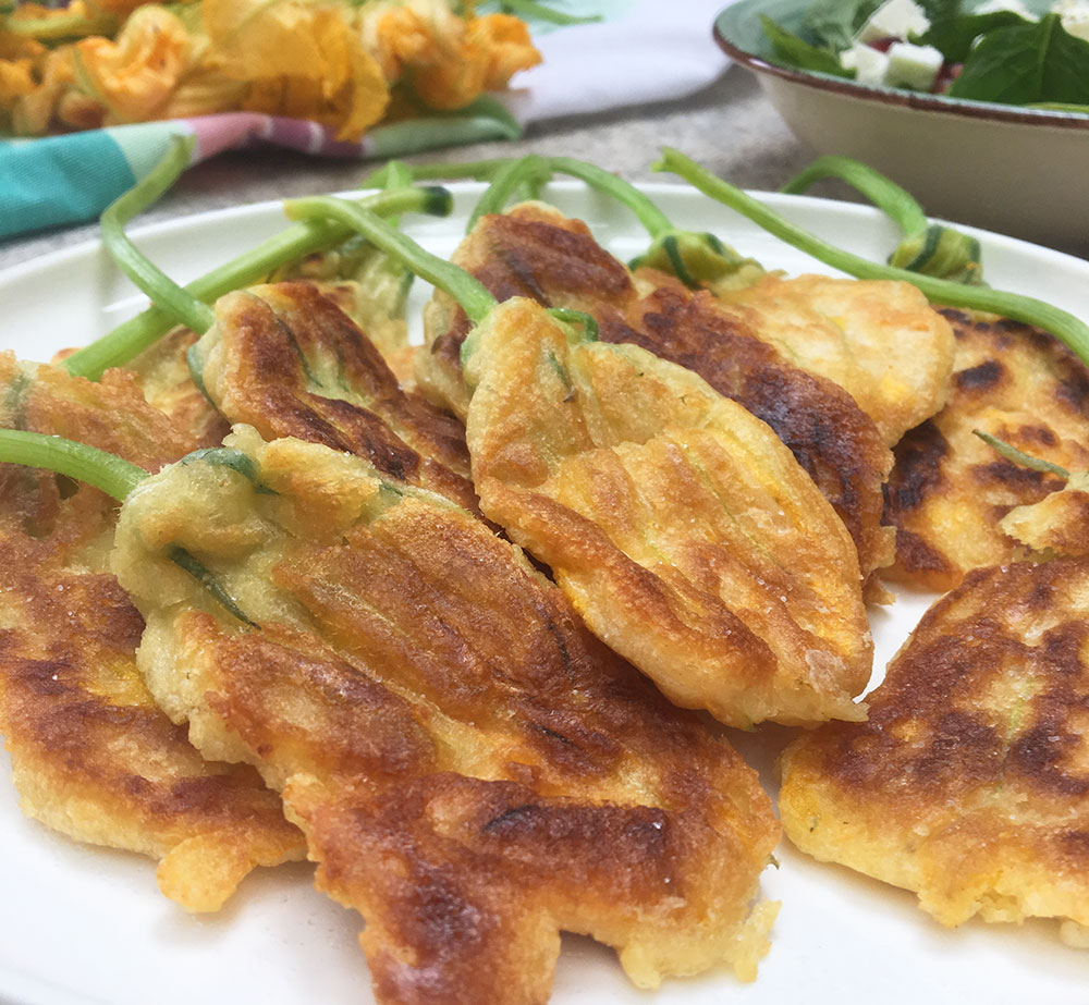 Friterte squashblomster