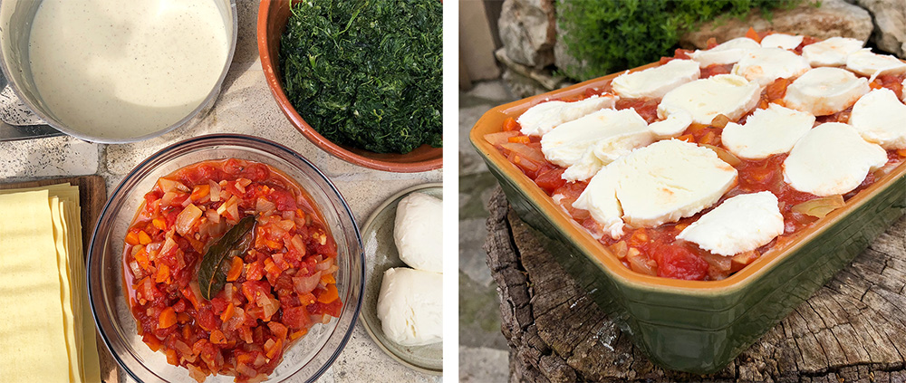 Vegetarlasagne med spinat og tomat