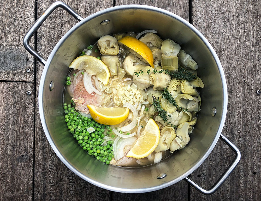 Kyllinggryte med artisjokk og spinat - Slow cook