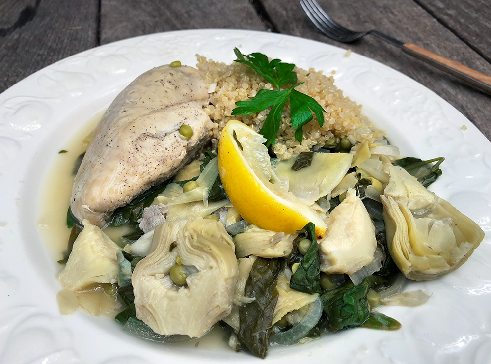 Kyllinggryte med artisjokk og spinat - Slow cook