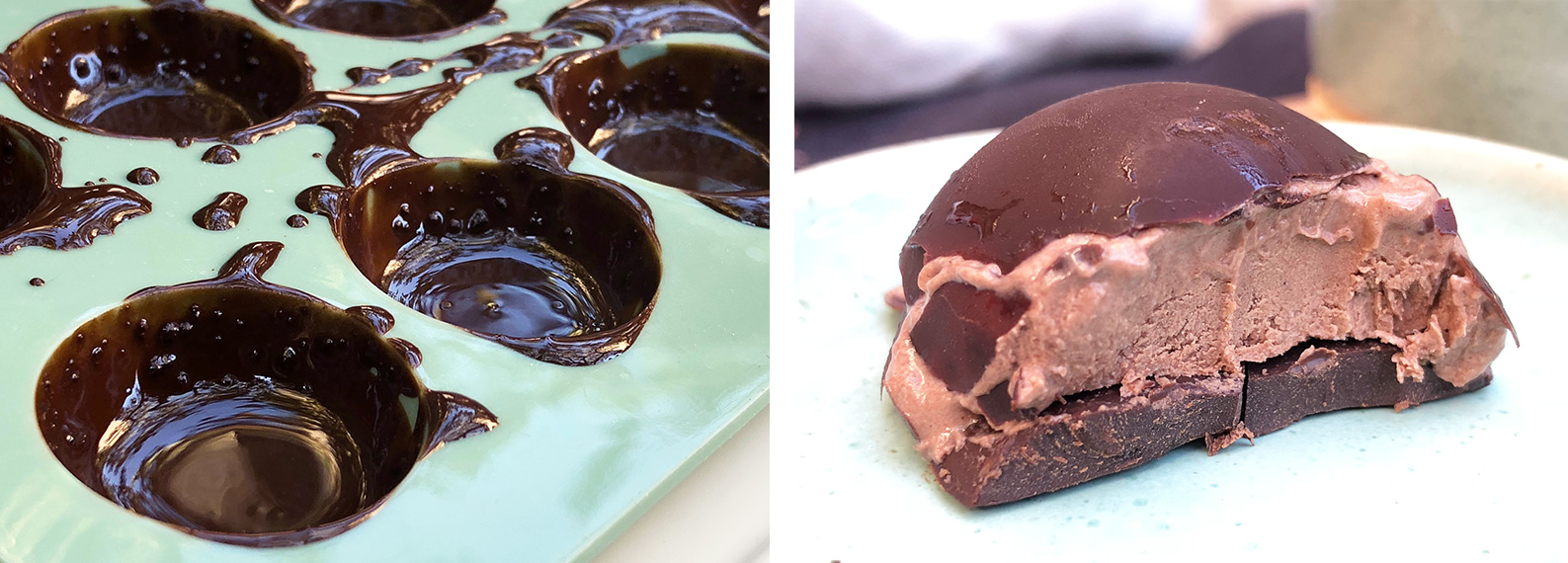 Frosne moccakuler med mørk sjokolade