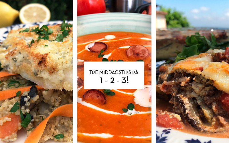 Tre middagstips på 1-2-3!