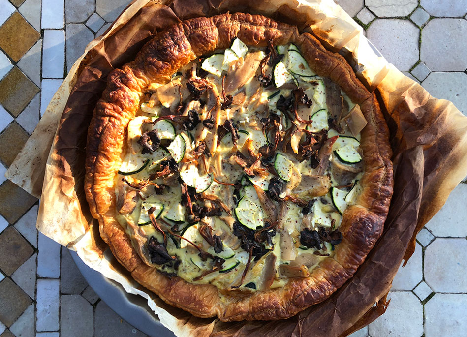 Vinterpai med kantarell og kylling