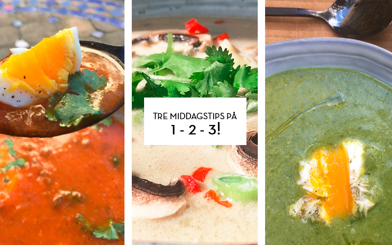 Tre middagstips på 1-2-3!