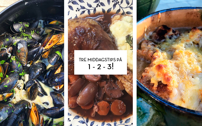 Tre middagstips på 1-2-3!