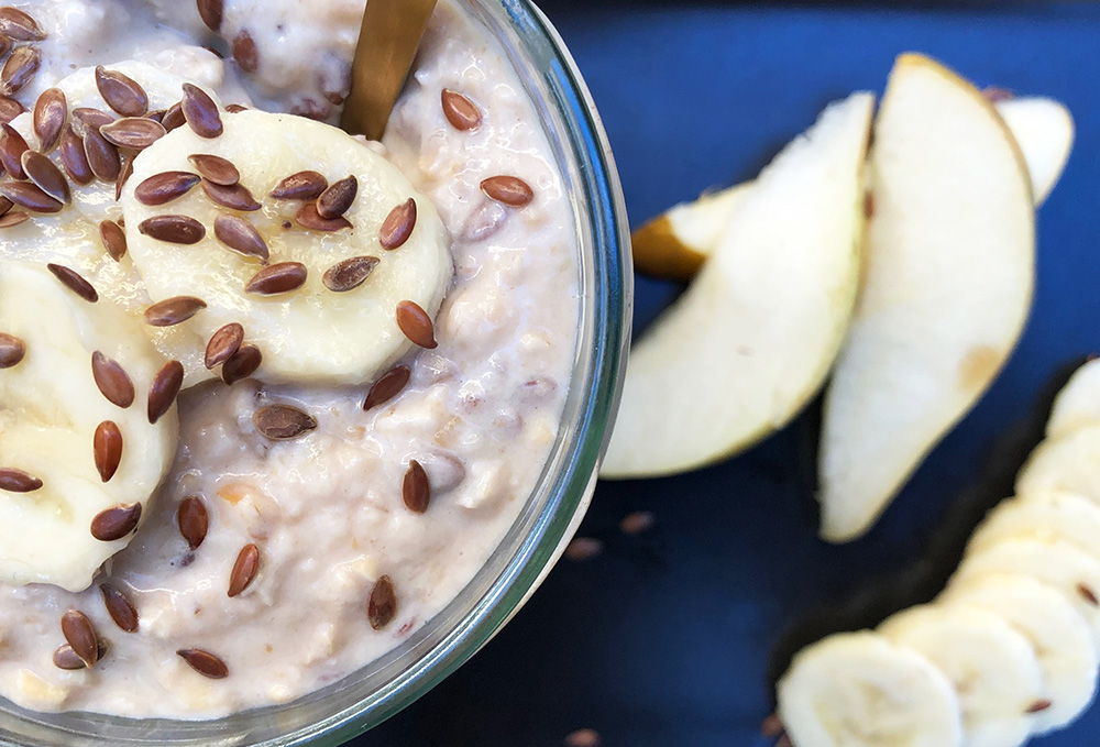 "Over natten" grøt med banan og peanøtt