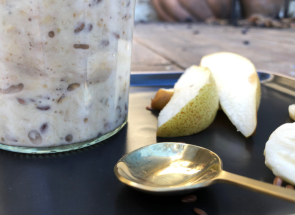 "Over natten" grøt med banan og peanøtt