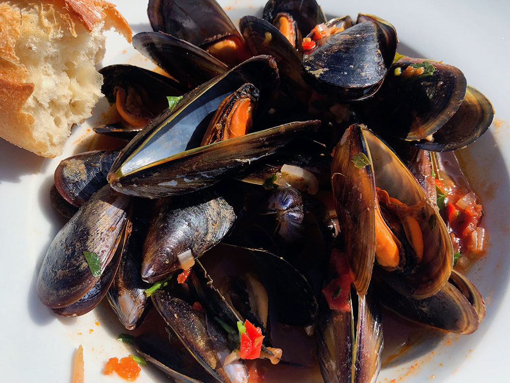 Blåskjell i spicy tomatsaus