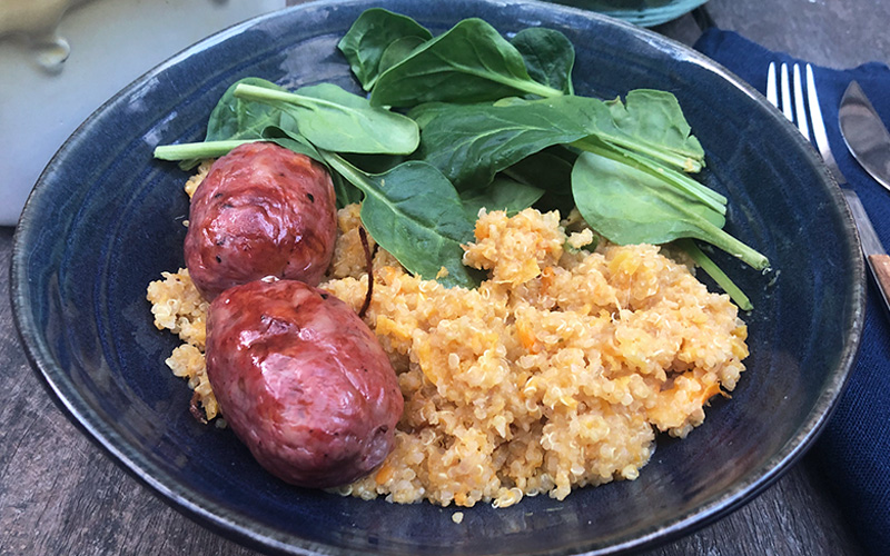 Quinoa´n´cheese med italiensk pølse