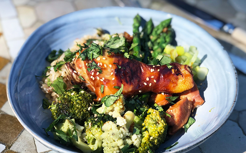 Teriyaki kylling med brokkoli og bondebønner