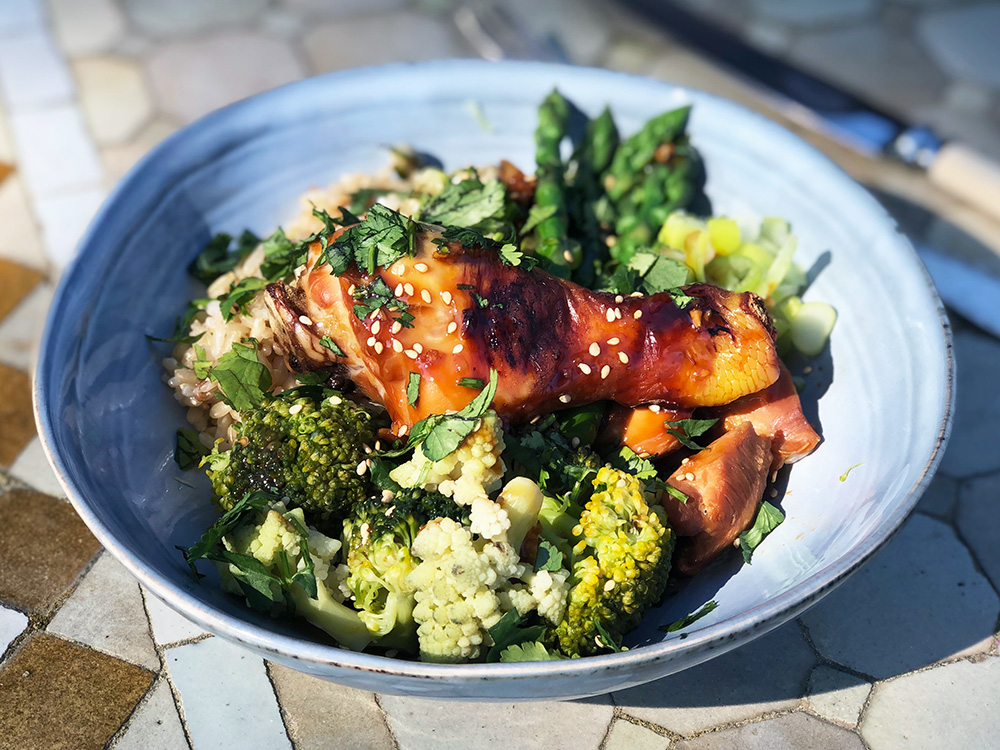 Teriyaki kylling med brokkoli og bondebønner