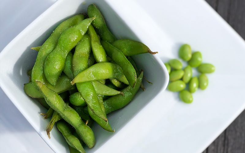 Dampede edamamebønner - sunn snacks