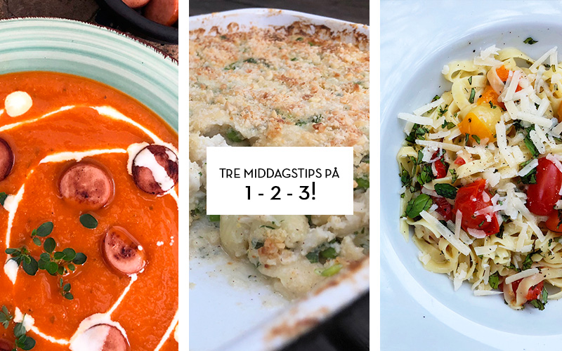 Tre middagstips på 1-2-3!