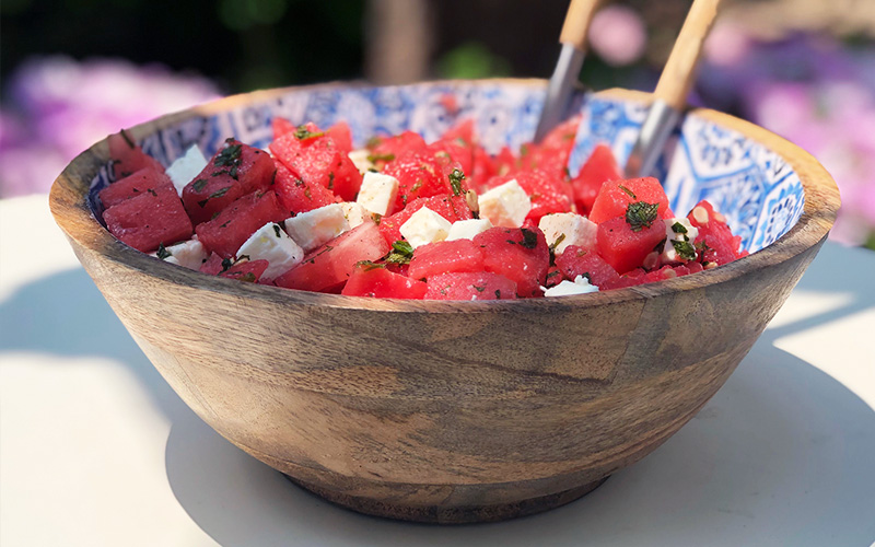 Salat med vannmelon, mynte og feta