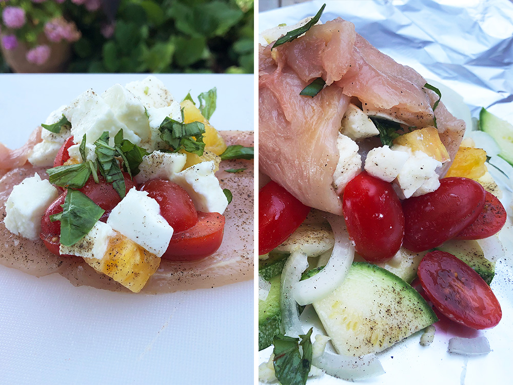 Caprese kylling – "alt i en pakke"