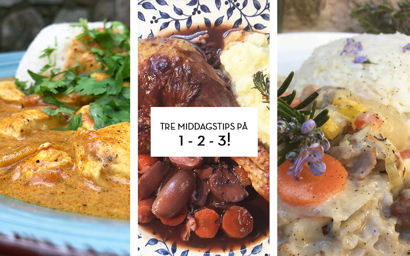 Tre middagstips på 1-2-3!