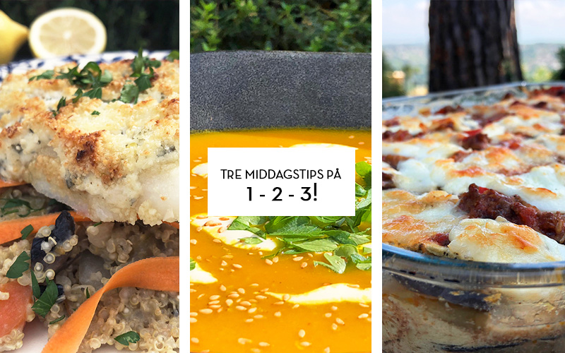 Tre middagstips på 1-2-3!