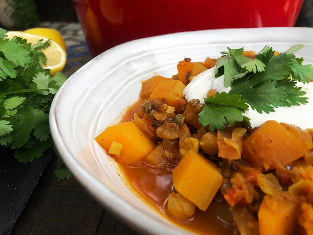 Krydret gryte med butternutgresskar