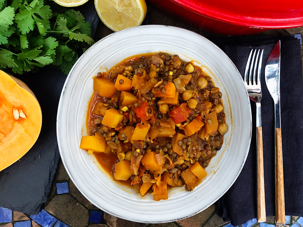 Krydret gryte med butternutgresskar