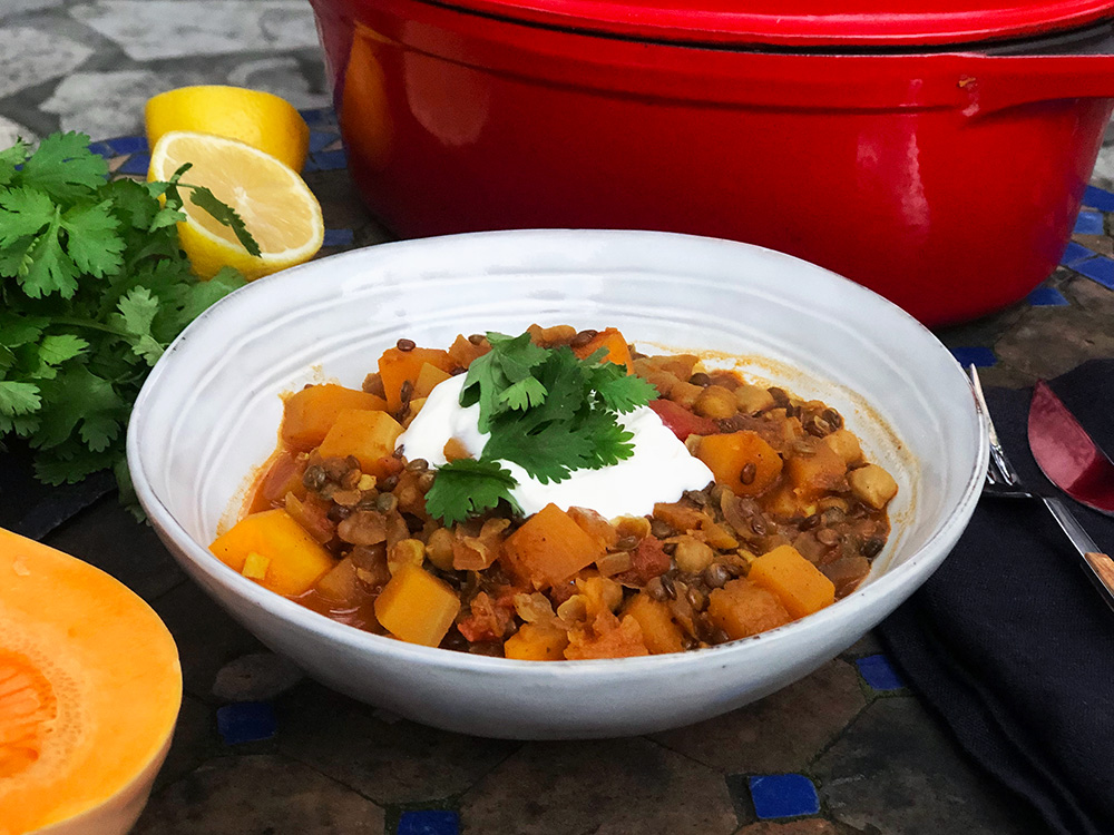 Krydret gryte med butternutgresskar