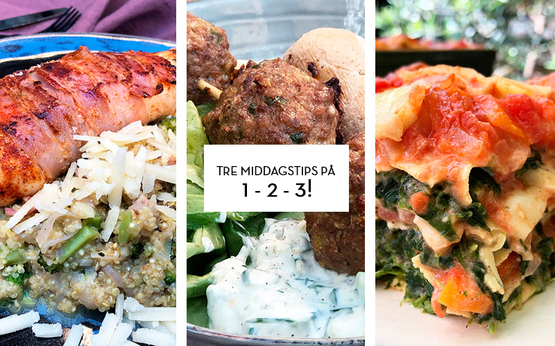 Tre middagstips på 1-2-3!