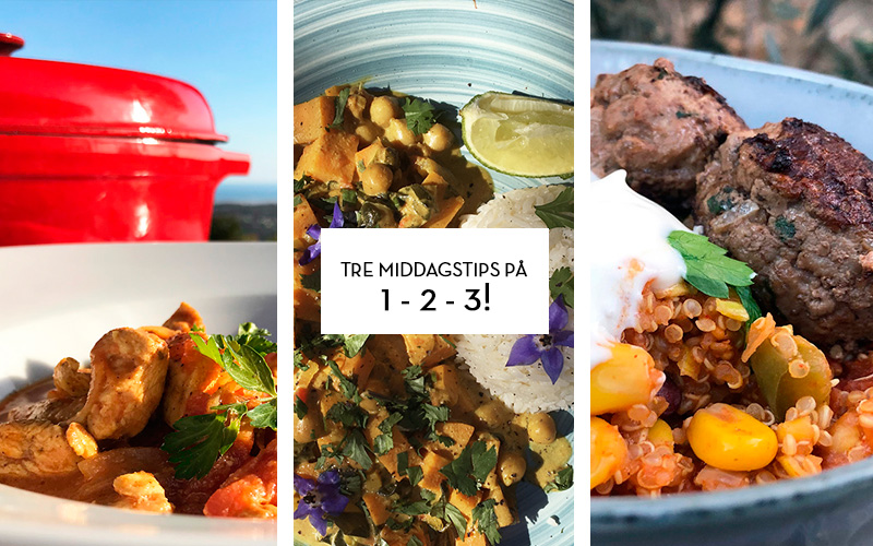 Tre middagstips på 1-2-3!