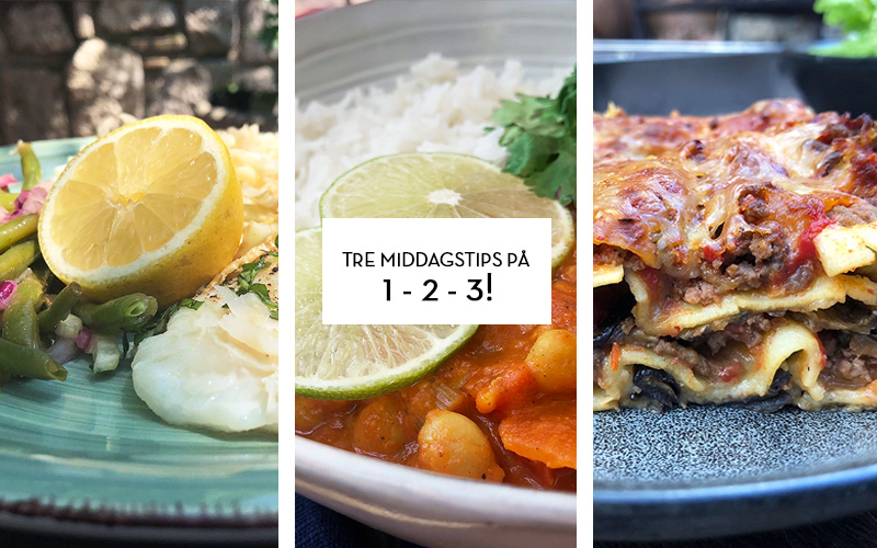 Tre middagstips på 1-2-3!