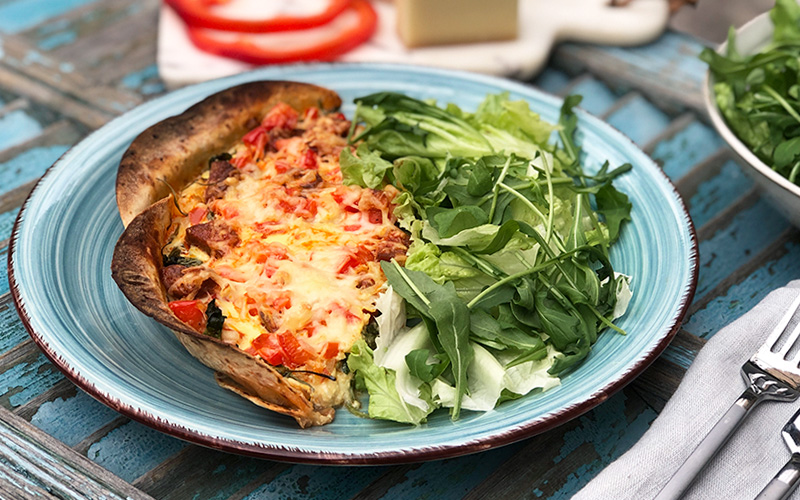 Lett lompepai med chorizo og paprika