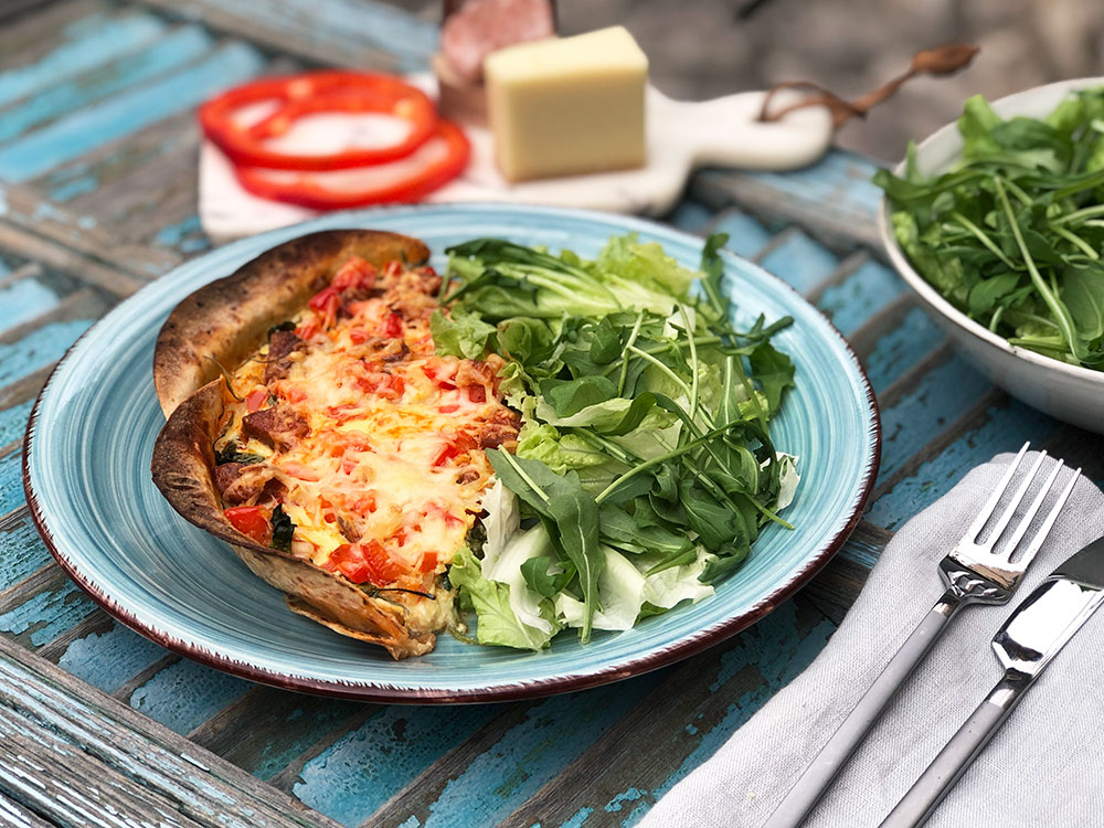 Lett lompepai med chorizo og paprika