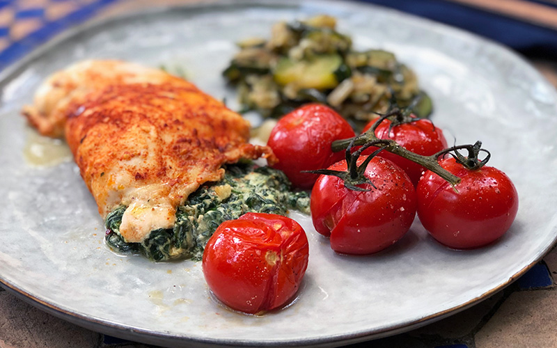 Saftig kyllingbryst fylt med ricotta og spinat