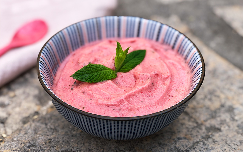 Nice cream med jordbær og mynte