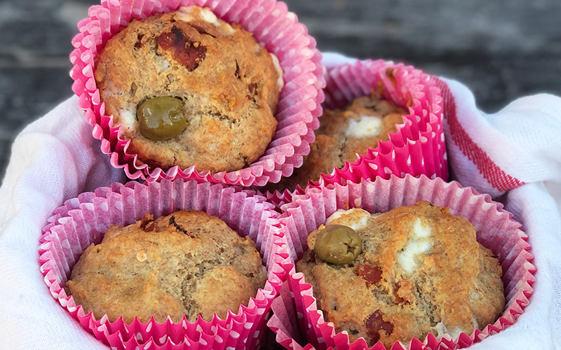 Salte speltmuffins fra Middelhavet