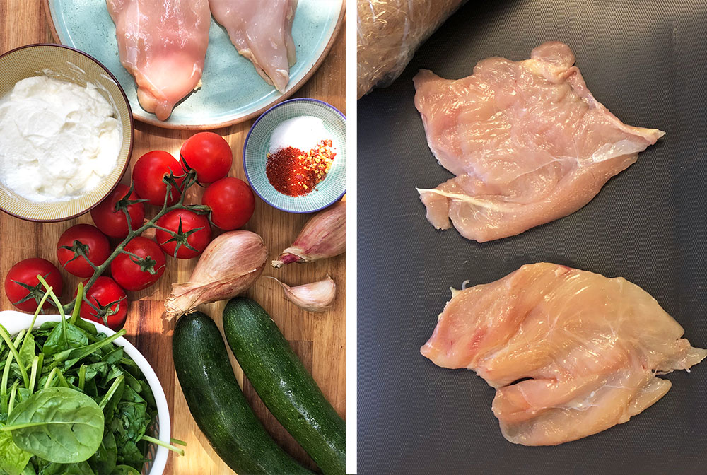 Saftig kyllingbryst fylt med ricotta og spinat