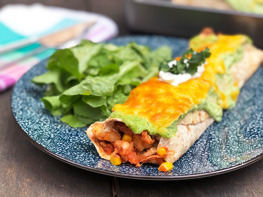 Enestående kyllingenchiladas med enkel ostesaus