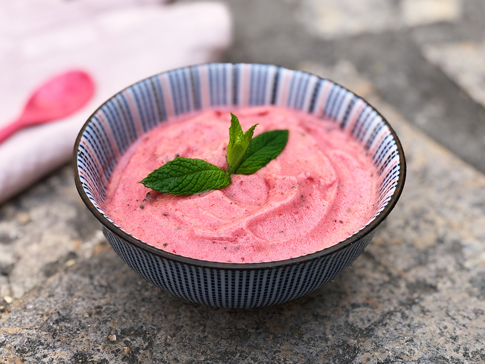 Nice cream med jordbær og mynte