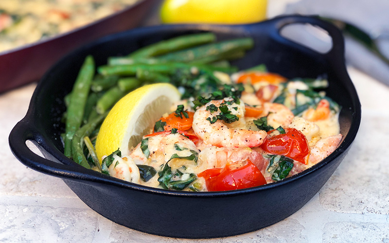 Kremet gryte med tigerreker