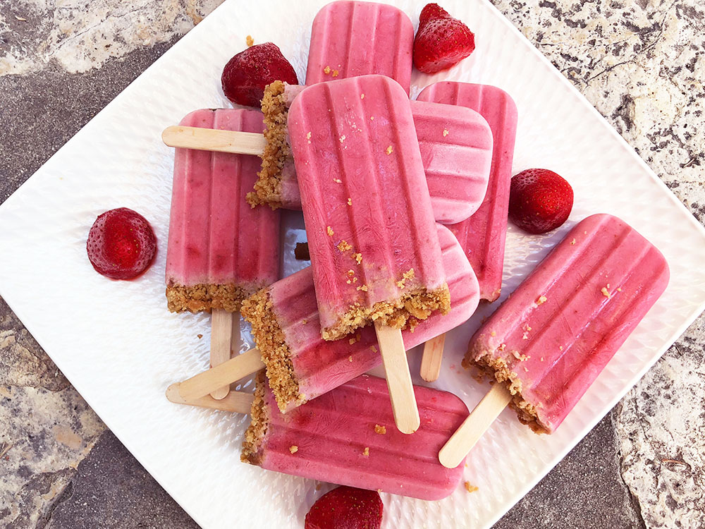Strawberry cheesecake on a stick