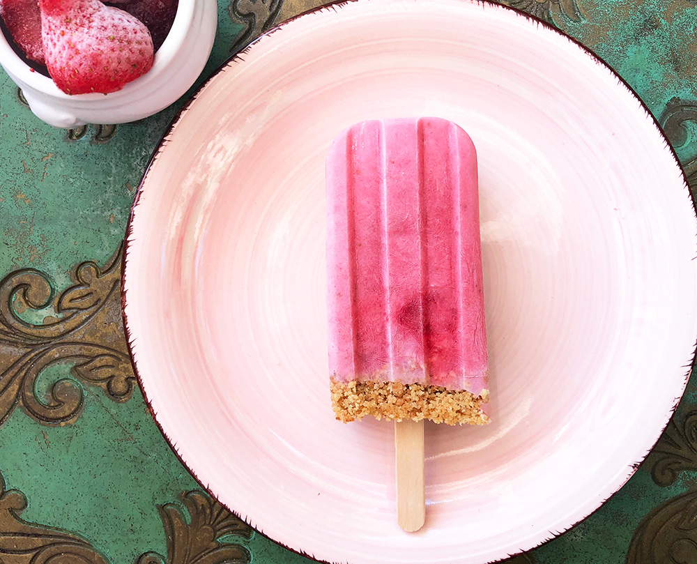 Strawberry cheesecake on a stick
