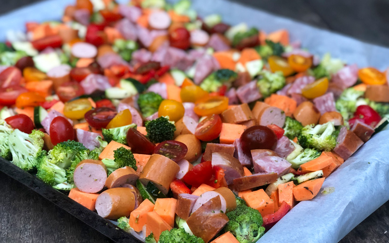 Alt i en pølse panne