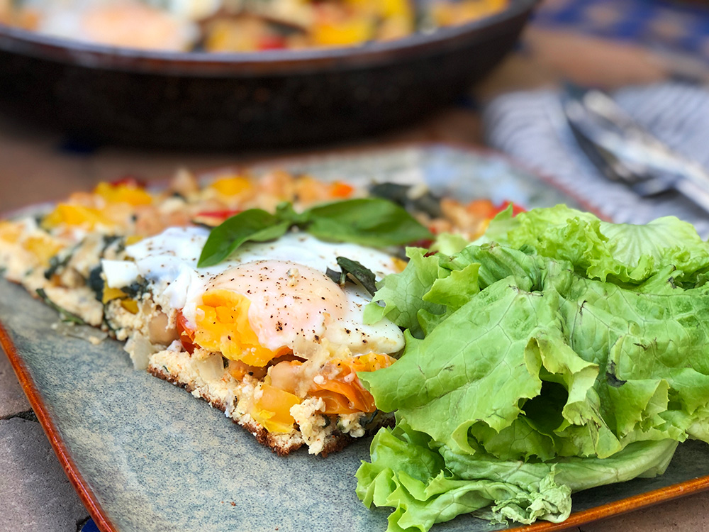 Komplett omelett med ricotta og kikerter