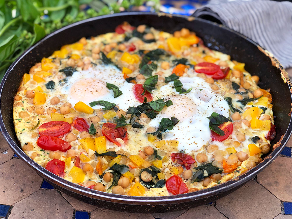 Komplett omelett med ricotta og kikerter