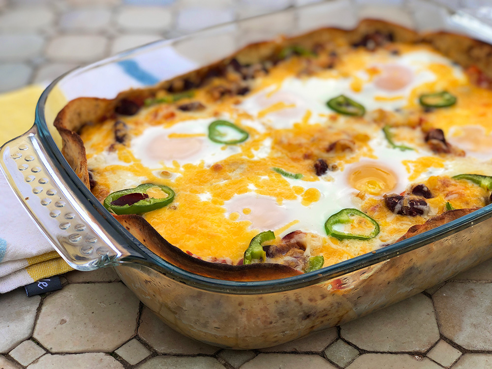 Ovnsbakte egg i meksikansk drakt