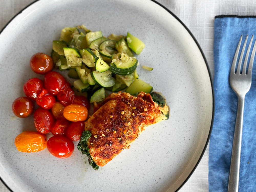 Kyllingbryst fylt med spinat og ricotta