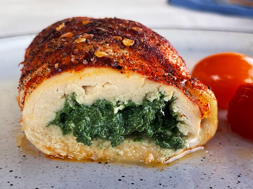 Kyllingbryst fylt med spinat og ricotta