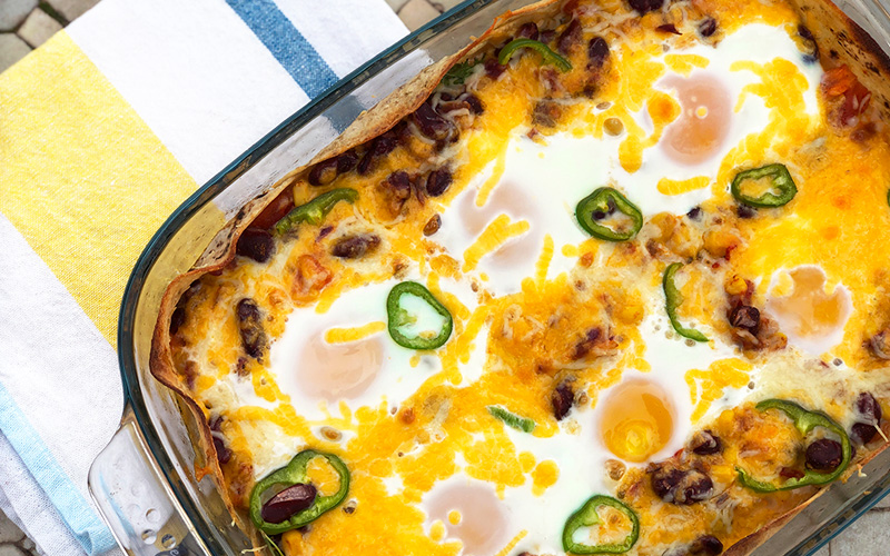 Ovnsbakte egg i meksikansk drakt