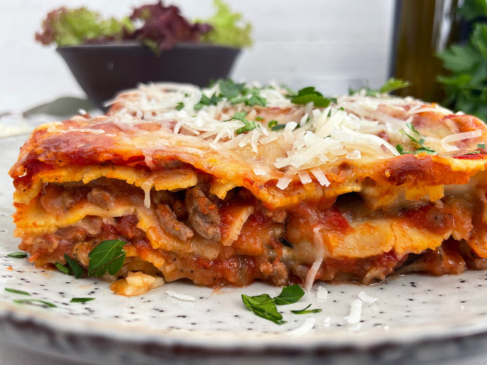 Lasagne al forno med aubergine